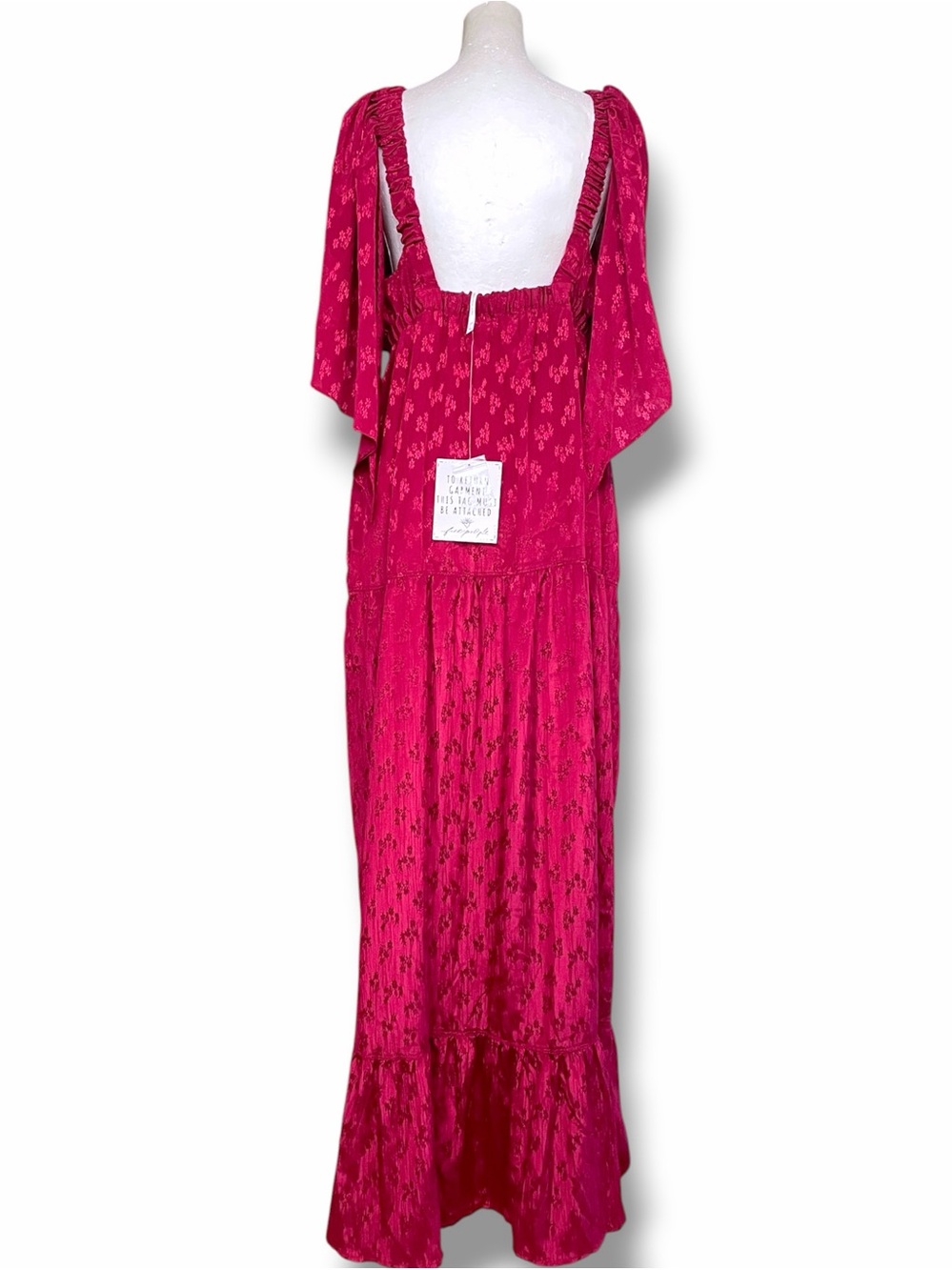 NWT Free People Cha Cha Maxi Dress Red Jacquard Boho Wedding Guest Goddess M - Picture 7 of 16
